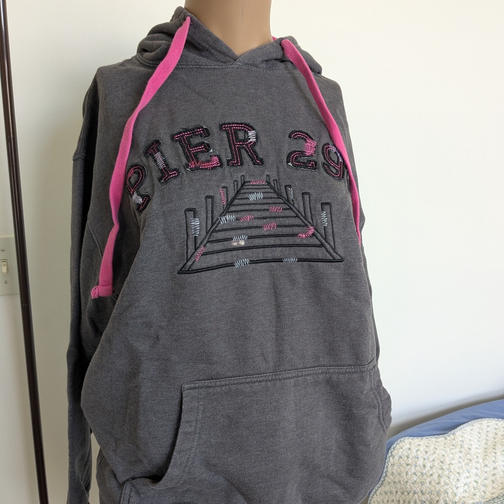 Gray Hoodie with Pink Accents